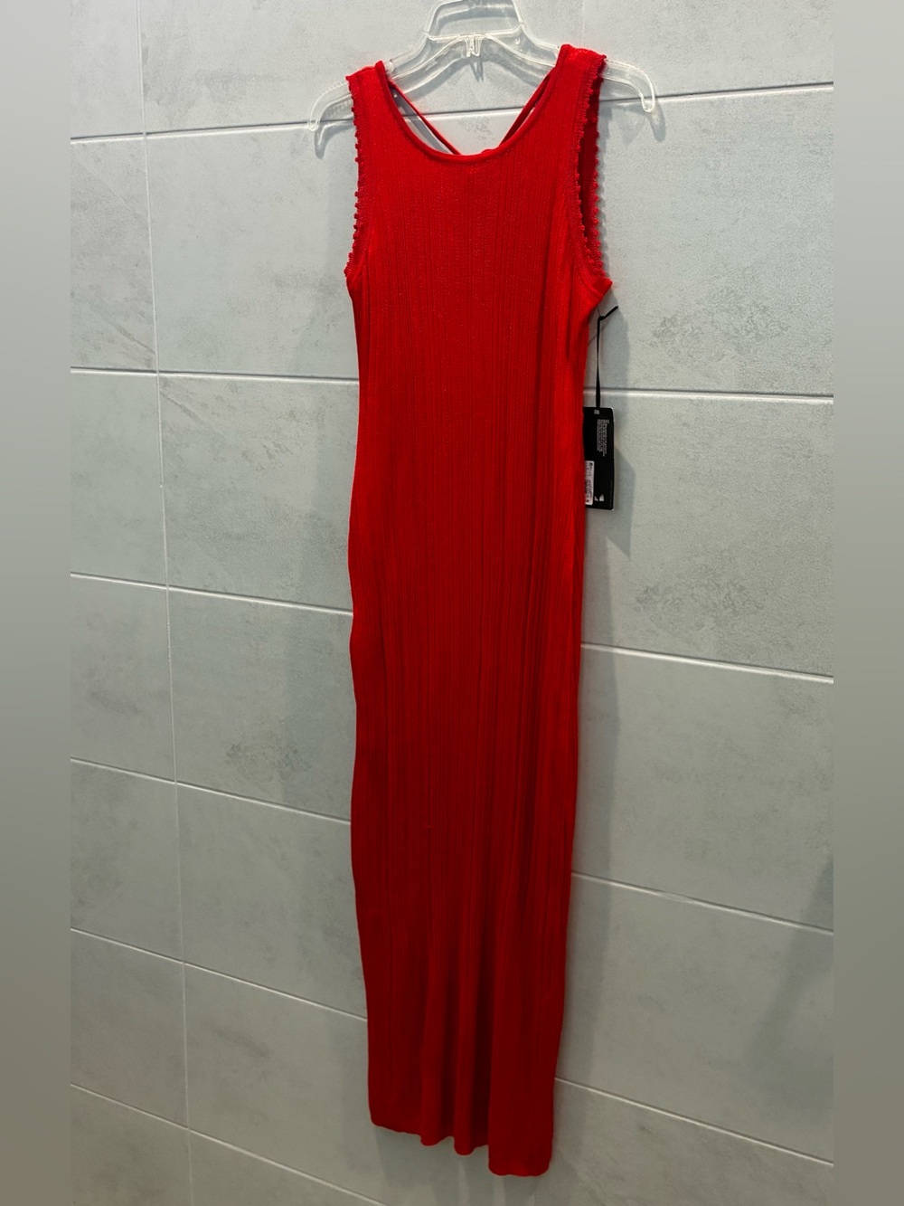 Future Collective Red Ribbed Tank Maxi Dress NWT Small